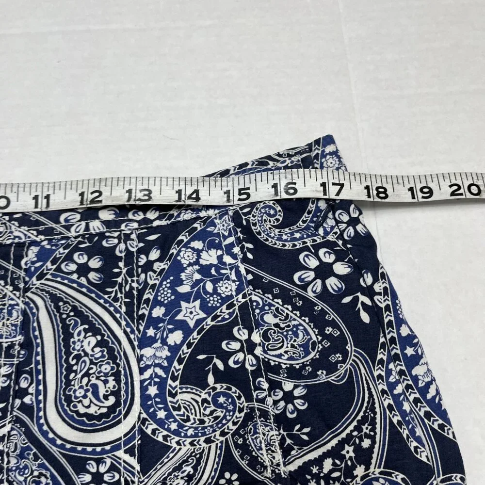 Vintage Tommy Hilfiger Skirt Womens 12 Blue Paisley Bandana Pleated‎ Western